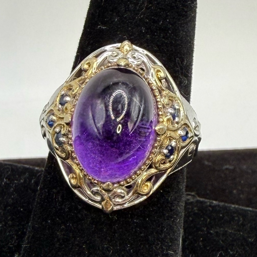 Gems En Vogue 925 Amethyst Cabochon Ring Sz 7.5